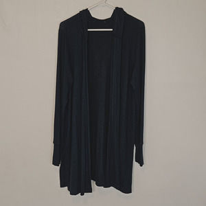 Dark Green Blue Hooded Open front light long cardigan size M/L